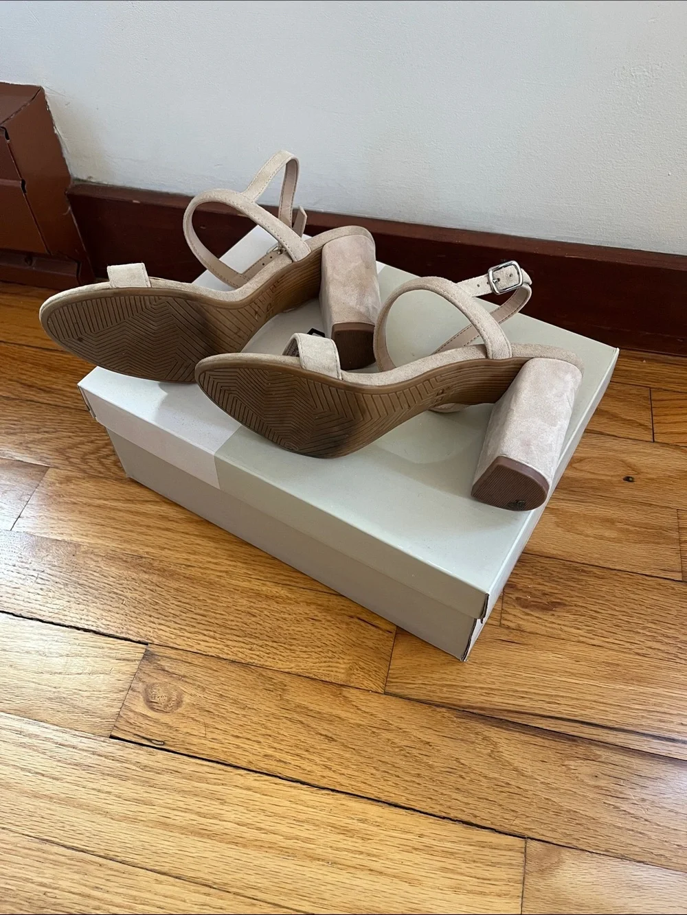 bp Neutral Suede Block Heel Sandals